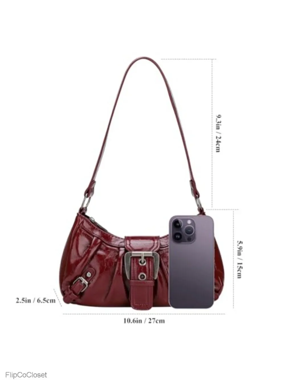 Women's Faux Leather Hobo Shoulder Bag with Top Handle